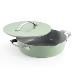 Tramontina Fiora 4.25-Quart Multipurpose Ceramic Non Stick Cooking Pan with Lid, Mint