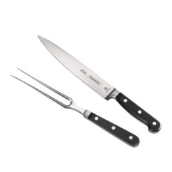 Tramontina Professional 2-Piece Carving Set, 8-inch High Carbon Steel Blade Slicing Knife with Carving Fork, Polywood Handles, Dishwasher Safe
