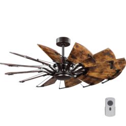 Progress Lighting Springer 52-in Architectural Bronze with Distressed Walnut Blades Ceiling Fan Light Kit Compatible and Remote Control Included 12 -Blade