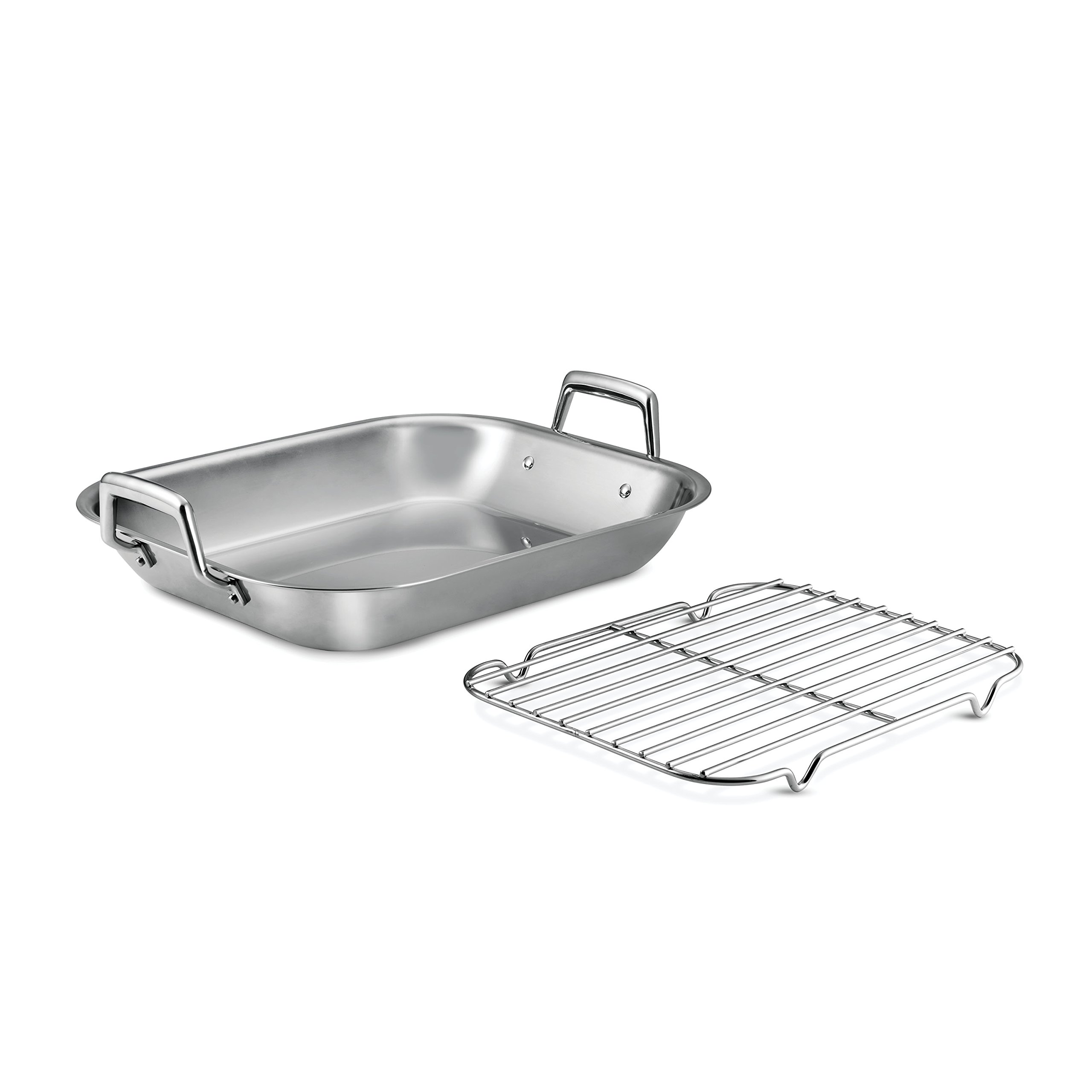 Tramontina 16.75-Inch Stainless Steel Roasting Pan with Rack, Flared Edge Turkey Roaster for Oven, Dishwasher Safe, Made in Brazil