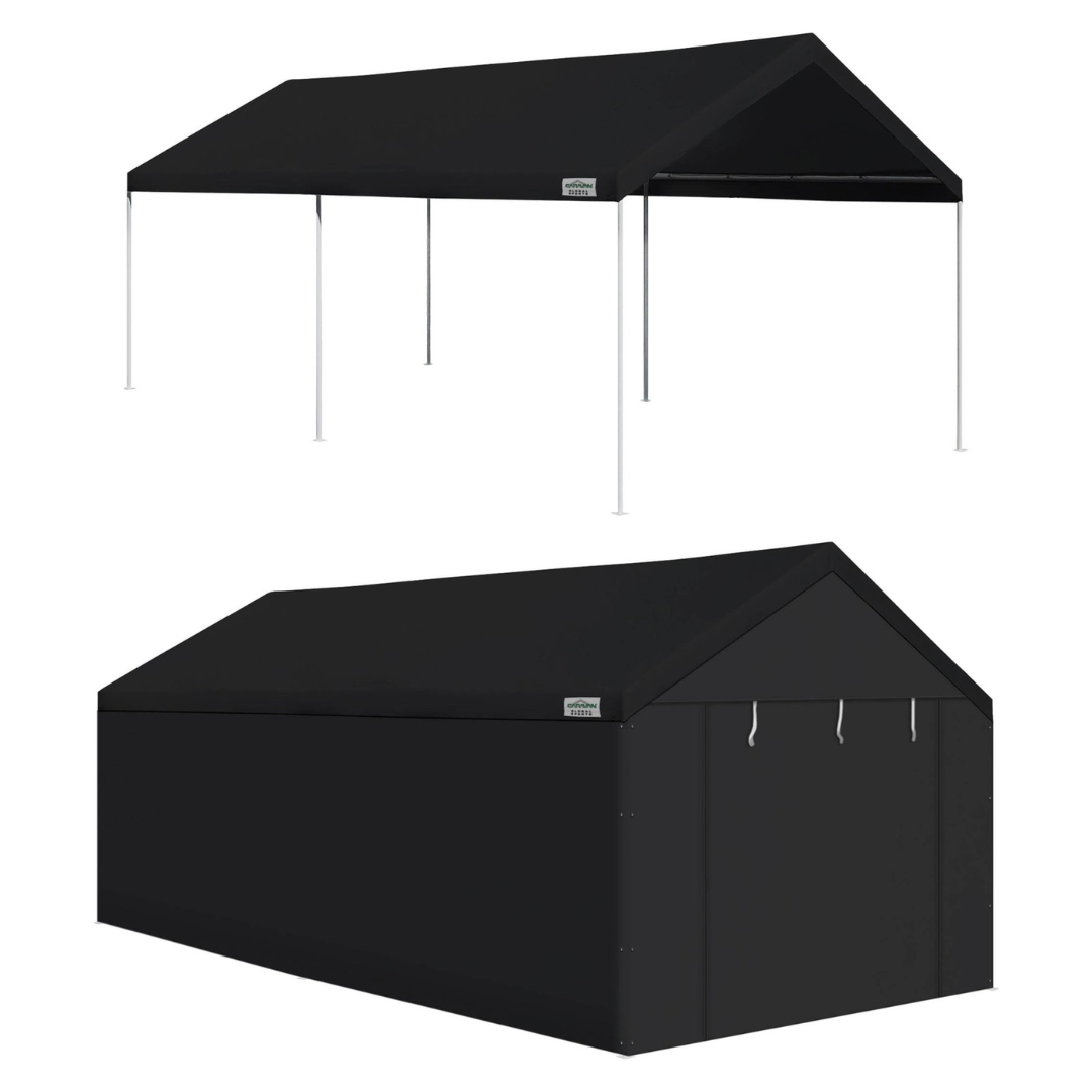 Caravan Canopy Domain 10 x 20 Feet Straight Leg Instant Canopy Tent Set w/Sidewalls
