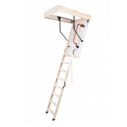 STAIRLUXE Insulated Wood Folding Attic Ladder 7-Feet to 10.83-Feet (Rough Opening: 22.44-Inches x 48.03-Inches ) with 352-lbs. Capacity
