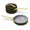 Caraway Mini Cookware Set - Non-Stick Ceramic Fry Pan (1.05 qt, 8") Sauce Pan (1.75 qt) & Storage Rack - Black