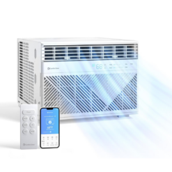 Comfort Zone Window Mounted Smart Wi-Fi Room Air Conditioner with Remote Control, 12,000 BTU