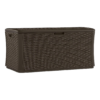Suncast 134 Gallon Extra Large All-Weather Wicker Pattern Deck Box with Lockable Lid for Garden, Garage, Patio, or Outdoor Use, Java