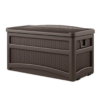 Suncast Durable 73 Gallon Outdoor Resin Storage Chest with Handles, Wheels, and Seat for Patio, Garden, or Pool for Indoor and Outdoor Use, Java