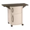 Suncast Serving Station Patio Cabinet, Portable Grill Prep Table, Light Taupe & Mocha