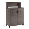 Suncast Patio Plastic Storage and Prep Station with Decorative Wicker Pattern and Multi Wall Panels for Patio, Garden, and Lawn Use, Stoney Gray