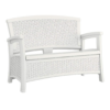 Suncast Elements Stylish Lightweight Loveseat Outdoor Seating with Convenient Built In Universal Storage, and All Weather Plastic, White