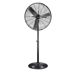 Comfort Zone Industrial Pedestal Fan, 30 inch, 3 Speed, High Velocity, Adjustable Height 56” to 76”, Metal
