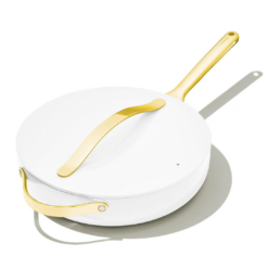 Caraway Nonstick Ceramic Sauté Pan with Lid (4.5 qt, 11.8") - Non Toxic, PTFE & PFOA Free - White