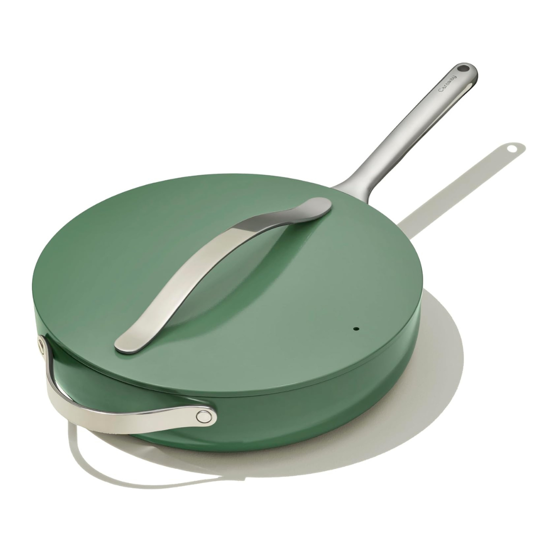 Caraway Nonstick Ceramic Sauté Pan with Lid (4.5 qt, 11.8") - Non Toxic, PTFE & PFOA Free - Sage