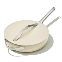 Caraway Nonstick Ceramic Sauté Pan with Lid (4.5 qt, 11.8") - Non Toxic, PTFE & PFOA Free - Cream
