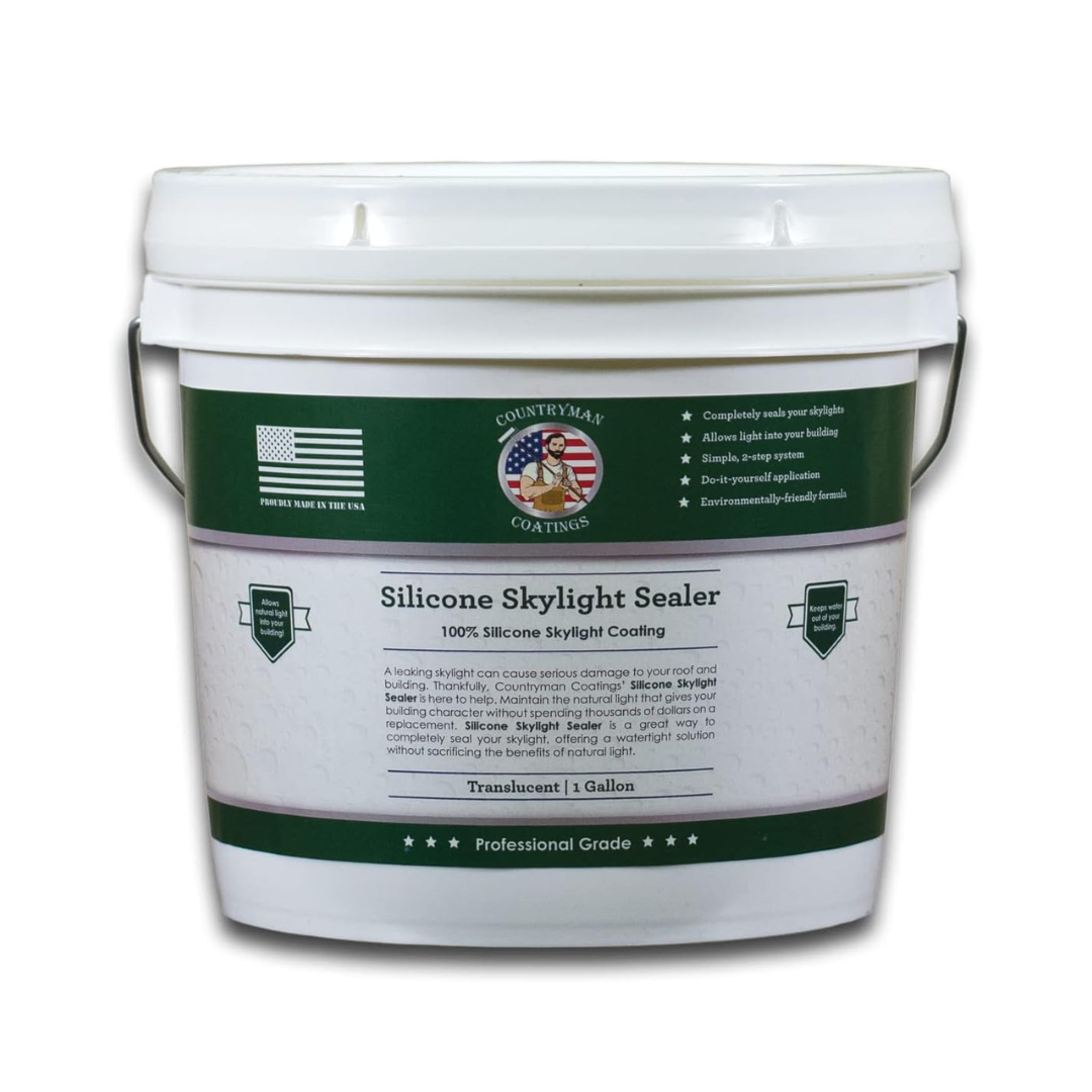 Countryman Coatings - Silicone Skylight Coating (Translucent) Protect and Waterproof Your Skylights - Allow Natural Light In - No Primer Required (1 Gallon)