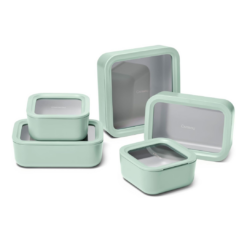 Caraway 13pc Glass Food Storage Container Set - Easy to Store, Non Toxic Lunch Box - with Glass Lids - Includes Storage Organizer - Mist