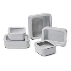 Caraway 13pc Glass Food Storage Container Set - Easy to Store, Non Toxic Lunch Box - with Glass Lids - Includes Storage Organizer - Gray