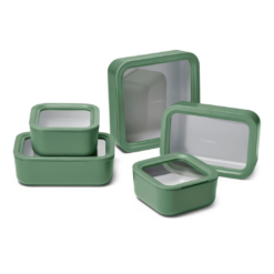 Caraway 13pc Glass Food Storage Container Set - Easy to Store, Non Toxic Lunch Box - with Glass Lids - Includes Storage Organizer - Sage