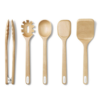 Caraway Wooden Utensil Set - 5 Piece Cooking Utensil Set - Spoon, Server, Scraper, Spatula, & Tongs