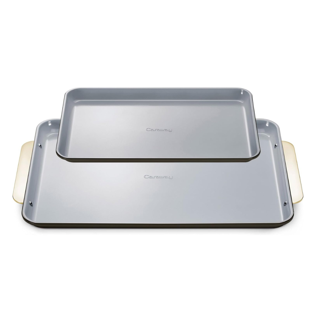 Caraway Non-Stick Ceramic Baking Sheet Duo - Naturally Slick Ceramic Coating - Non-Toxic, PTFE & PFOA Free - Black