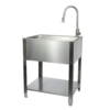 Presenza 28-in x 22-in 1 -Basin Brushed Steel Drop-in Utility tub with Faucet