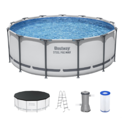 Bestway Steel Pro MAX 13 Feetx48 Inches Round Above Ground Swimming Pool with Pump and Cover