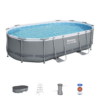 Bestway Power Steel 16ft x 10ft x 42in Rectangular Above Ground Swimming Pool Set