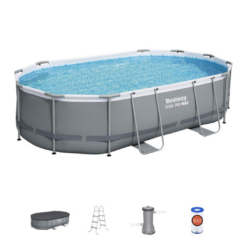 Bestway Power Steel 16ft x 10ft x 42in Rectangular Above Ground Swimming Pool Set