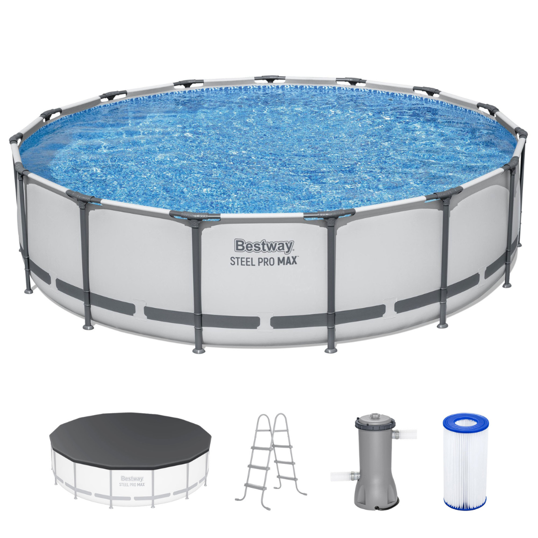 Bestway Steel Pro MAX 15ft x 42 in Round Above Ground Swimming Pool with Pump and Cover