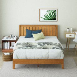 Zinus Twin Rustic Pine Wood Platform Bed with Headboard