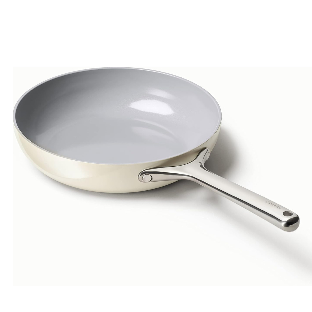 Caraway Nonstick Ceramic Frying Pan (2.7 qt, 10.5") - Non Toxic, PTFE & PFOA Free - Cream