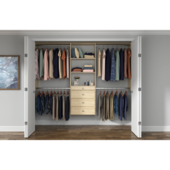 Easy Track Reach-in Tower system Honey Blonde Solid Shelving Wood Closet System