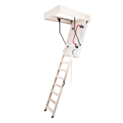 STAIRLUXE Insulated Wood Folding Attic Ladder 8-Feet to 9.18-Feet (Rough Opening: 24.41-Inches x 48.03-Inches ) with 352-lbs. Capacity