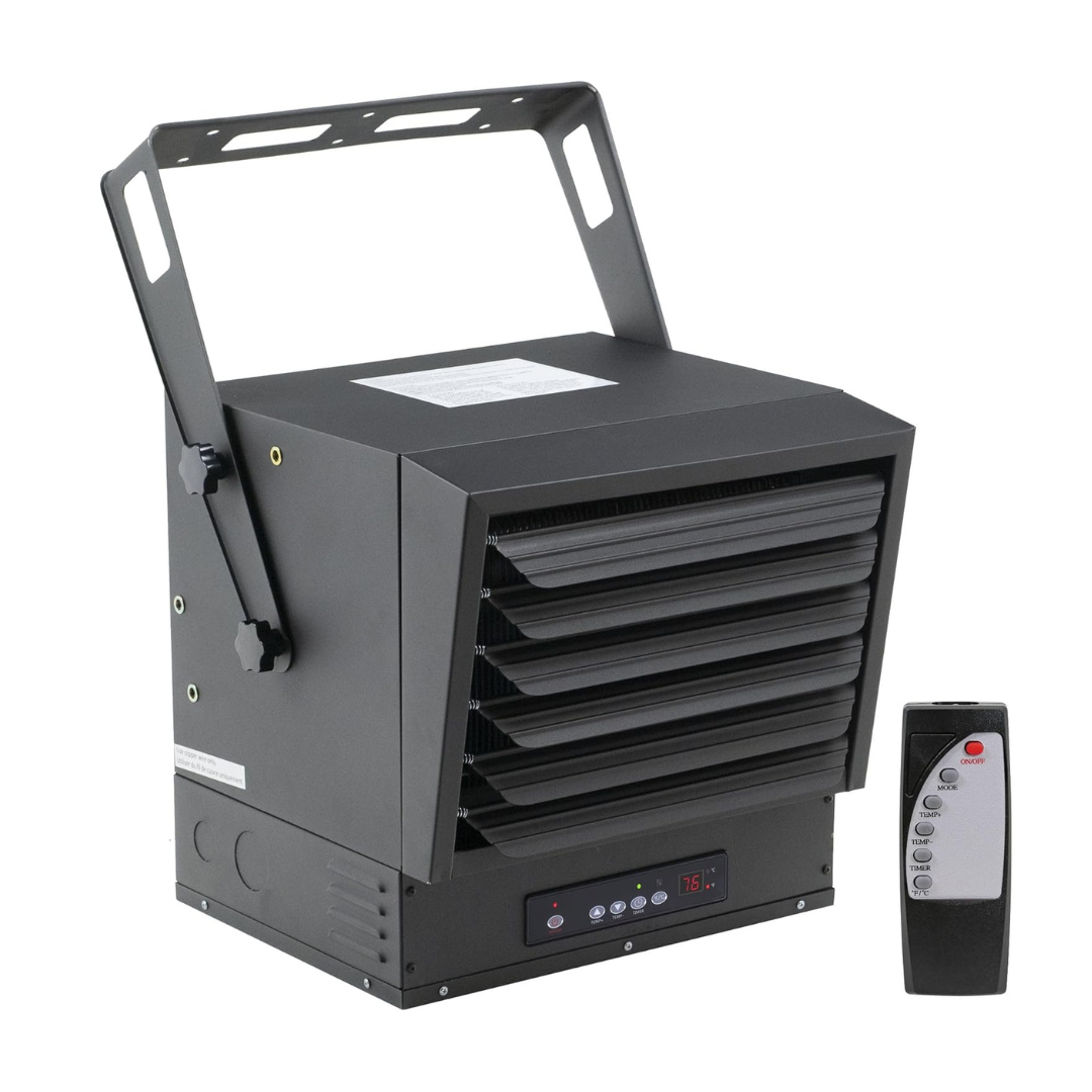 Comfort Zone 10,000W Hard-Wired Garage Heater, Black