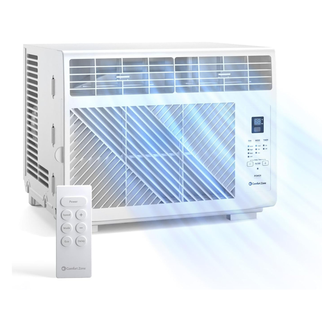 Comfort Zone Window Mounted Room Air Conditioner with Remote Control, 5,000 BTU