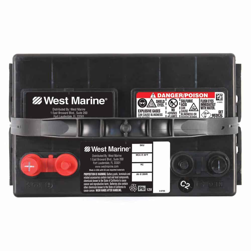 WEST MARINE Dual-Purpose Flooded Marine Battery, 675 MCA, Group 24
