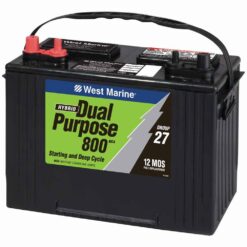 WEST MARINE Dual-Purpose Flooded Marine Battery, 800 MCA, Group 27