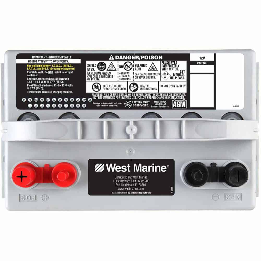 WEST MARINE Group 24 Gel Deep Cycle Marine Gel Battery, 73 Amp Hours