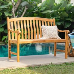 Cambridge Casual Colton 48-in W x 36.25-in H Natural Teak Teak Garden Bench