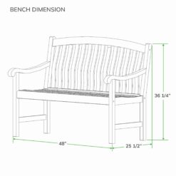 Cambridge Casual Colton 48-in W x 36.25-in H Natural Teak Teak Garden Bench