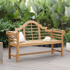 Cambridge Casual Lutyens 65.75-in W x 41-in H Natural Teak Teak Garden Bench