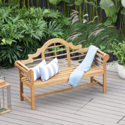 Cambridge Casual Lutyens 65.75-in W x 41-in H Natural Teak Teak Garden Bench
