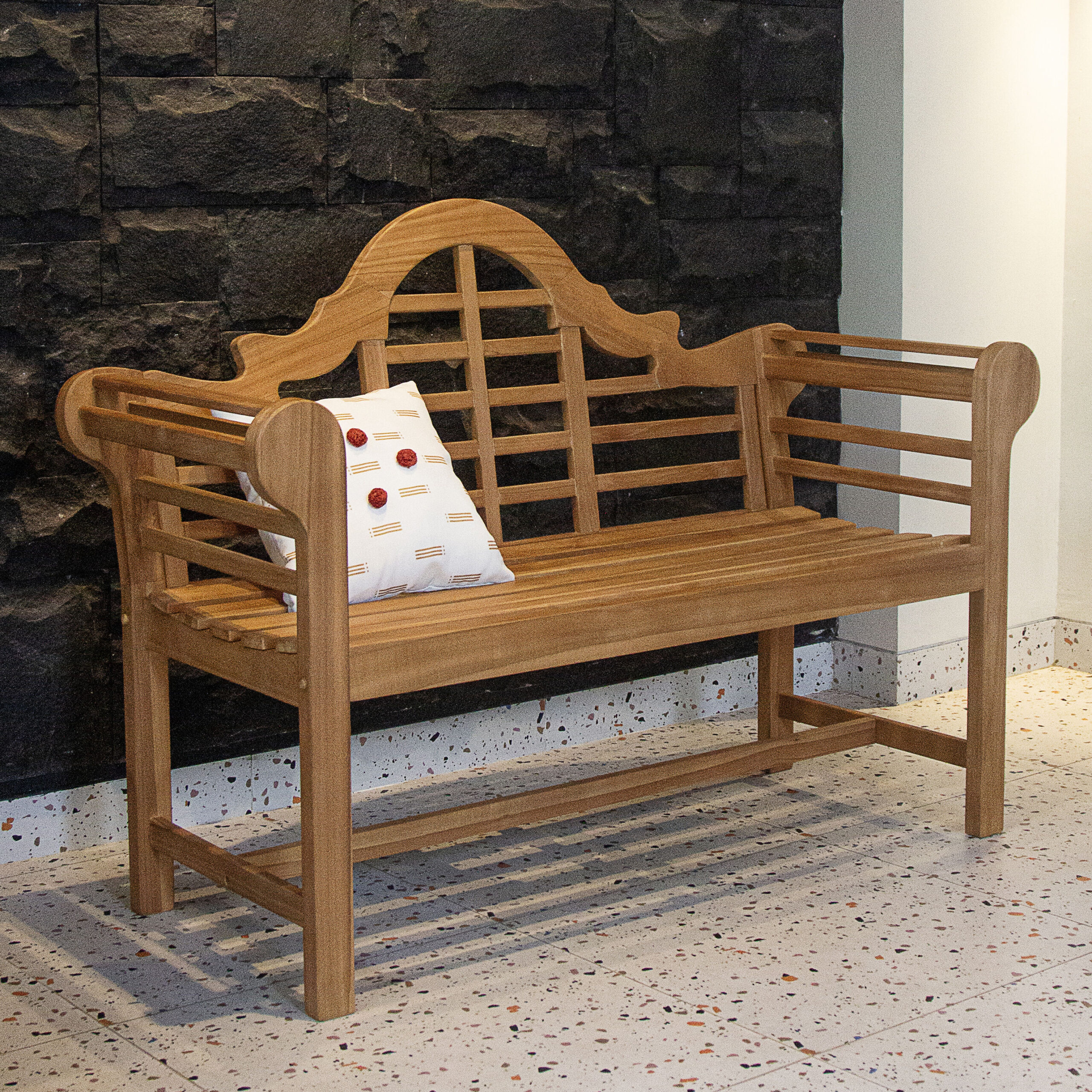 Cambridge Casual Lutyens 54.25-in W x 39-in H Natural Teak Teak Garden Bench