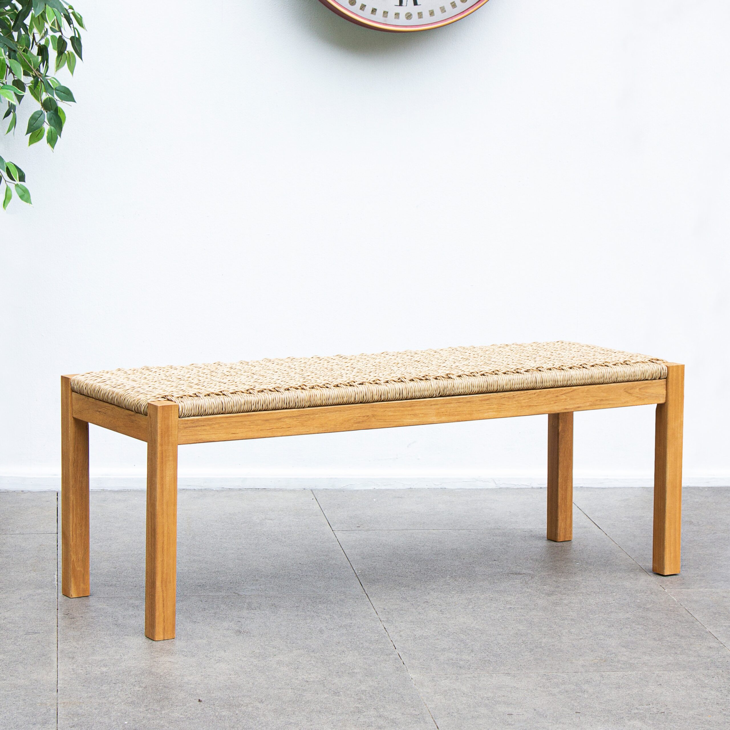 Cambridge Casual Carmel 47-in W x 17-in H Natural Teak Wicker Teak Dining Bench