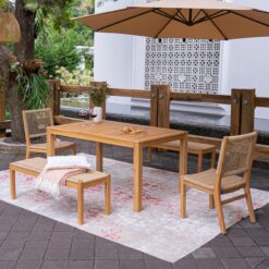 Cambridge Casual Carmel 47-in W x 17-in H Natural Teak Wicker Teak Dining Bench