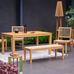 Cambridge Casual Carmel 47-in W x 17-in H Natural Teak Wicker Teak Dining Bench