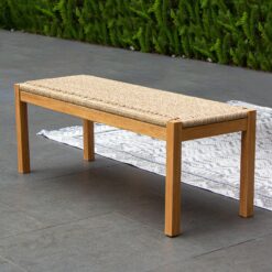 Cambridge Casual Carmel 47-in W x 17-in H Natural Teak Wicker Teak Dining Bench