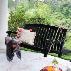 Cambridge Casual Bonn 2 -person Black Mahogany Wood Outdoor Swing