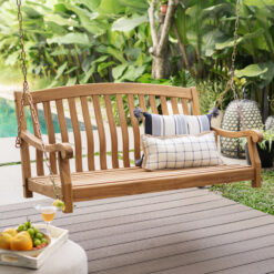 Cambridge Casual Colton 2 -person Natural Teak Wood Outdoor Swing