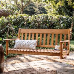 Cambridge Casual Thames 2 -person Natural Teak Wood Outdoor Swing