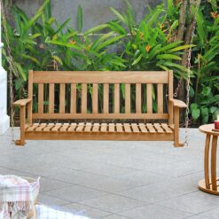 Cambridge Casual Thames 2 -person Natural Teak Wood Outdoor Swing